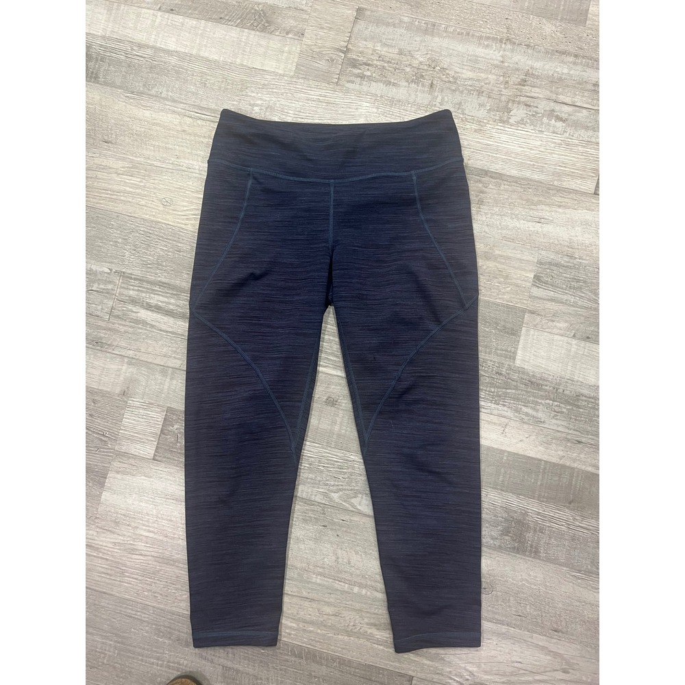 Patagonia Centered Crop Leggings Navy Blue Space Dye Yoga Pants Womens Medium‎